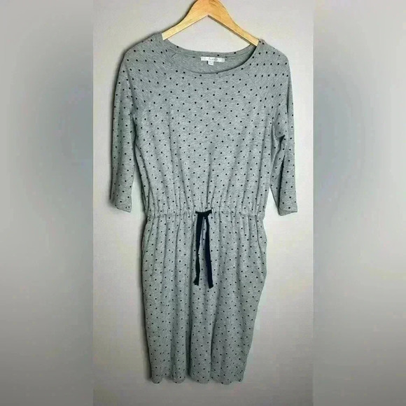Boden Peggy Polka Dot Dress 8L Tall Jersey Knit Pockets Drawstring 3/4 Sleeves - Picture 1 of 9